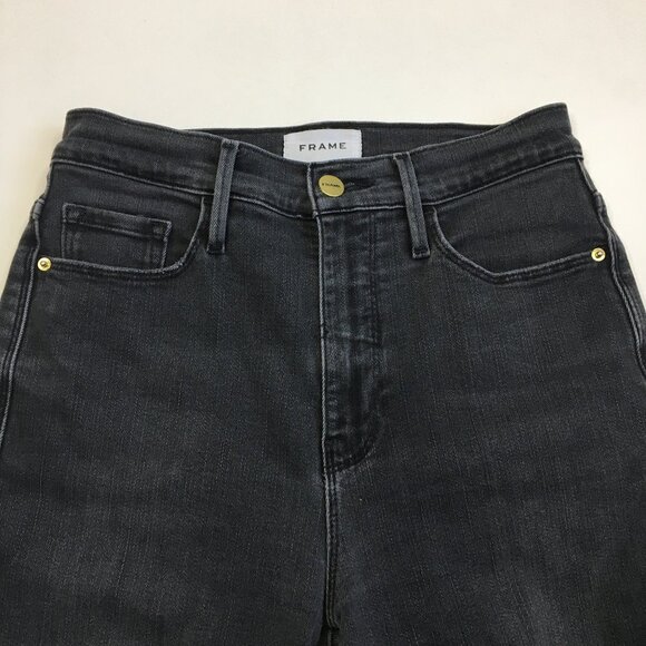 FRAME Denim Condor Wash Le Sylvie Kick Boot 5 Pocket Logo Hardware Jeans - Picture 5 of 12